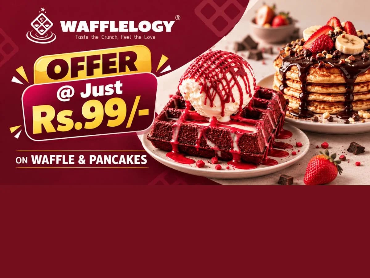 WAFFEL / PANCAKES : @ Just Rs.99/- (10 Coupons) (Not Valid Biscoff, Kiki, Blue sea, Kunafa & Almond Brownie)
