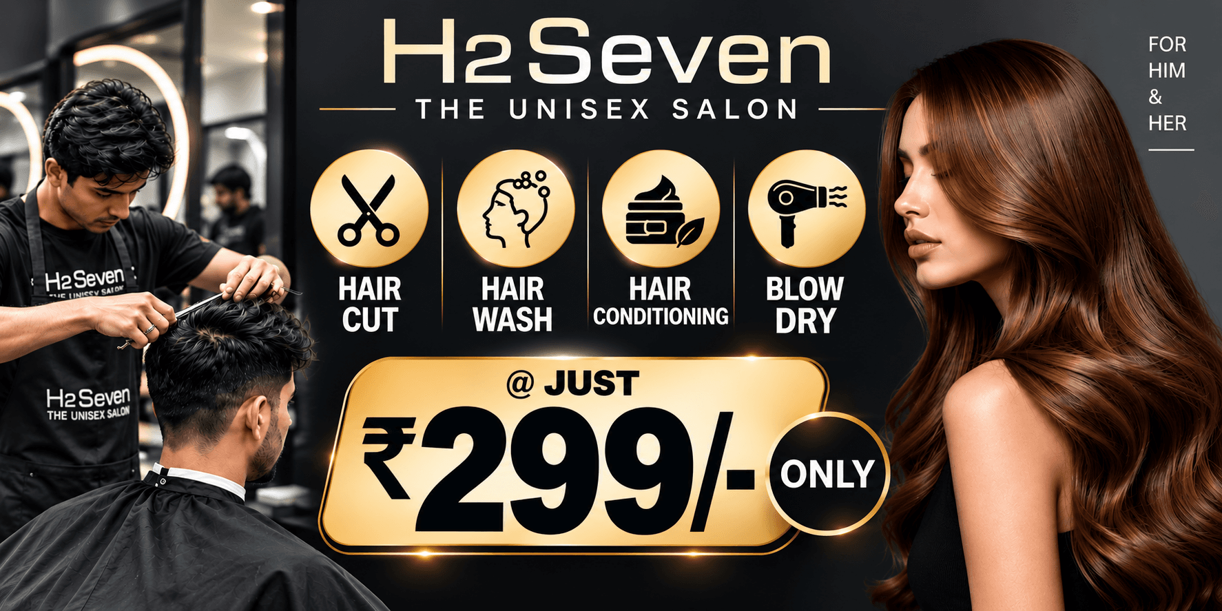 Men / Women : Haircut + Hair Wash + Hair Conditioning + Blow Dry At Just Rs.299/- Worth Rs.600/-