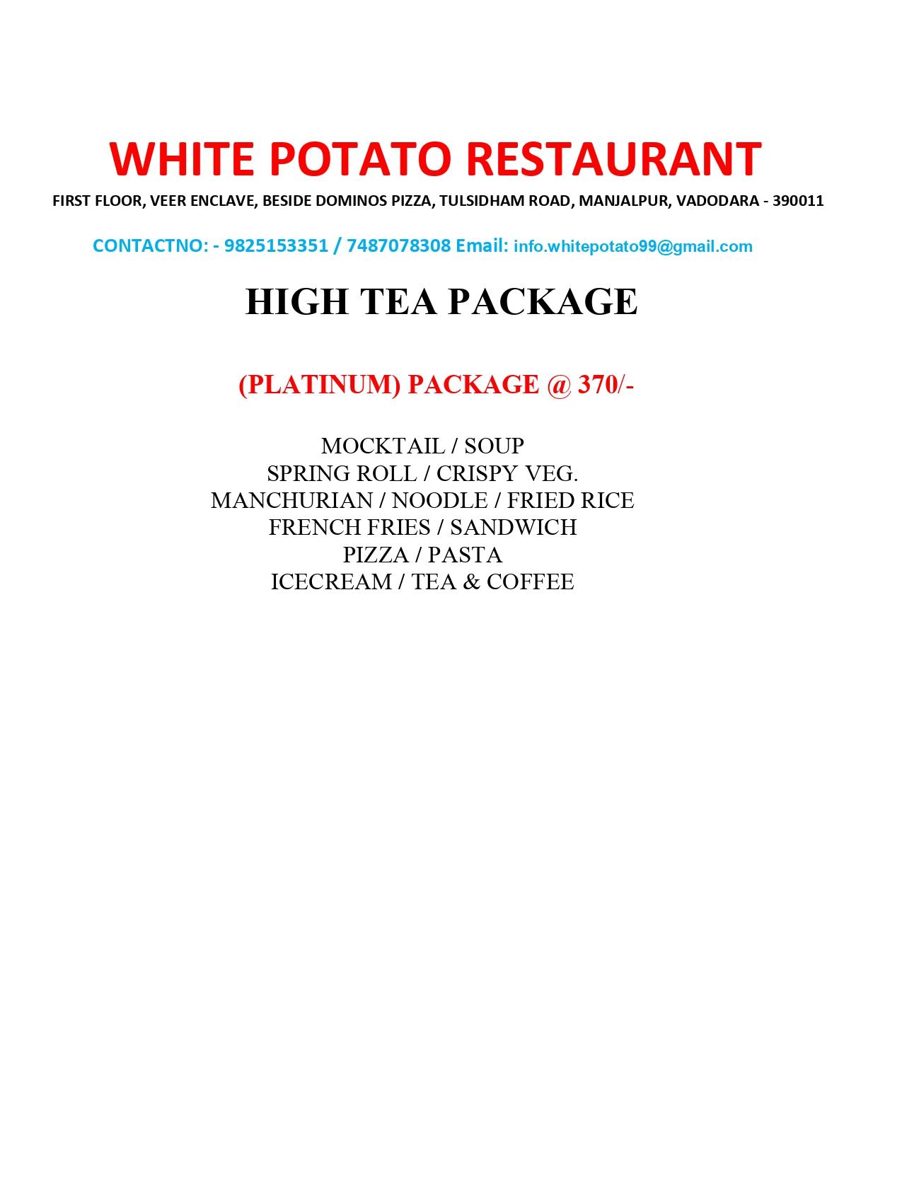 White Potato Multicuisine Restaurant - Manjalpur